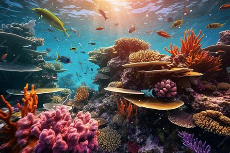 Premium AI Image | Underwater View with Fish Corals Reef and Beautiful ...