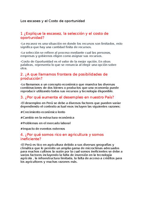 La escases y el Costo de oportunidad -La selección se refiere al proceso mediante cual las ...