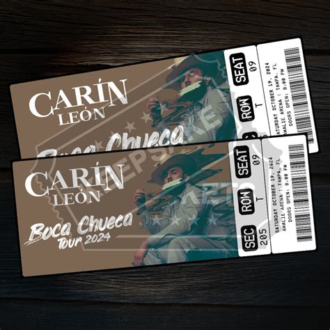 Printable Carin Leon Ticket Boca Chueca Tour Personalized Gift Reveal ...