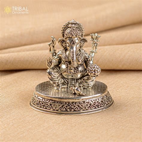 925 Sterling silver Lord Ganesh Idol, Pooja Articles, Silver Idols Fig ...