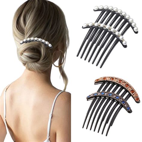 Amazon.com : JINBUYAO 4pcs Pearl Rhinestone Hair Comb, Hair Accessories ...