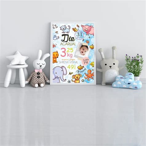 Birth Statistics Frame - Animals – Buy Now at My Baby Babbles