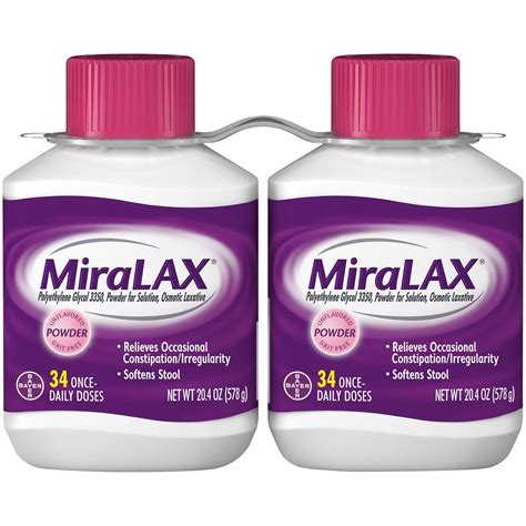 Buy Miralax Laxative Powder For Gentle Constipation Relief (34 Doses, 2 ...