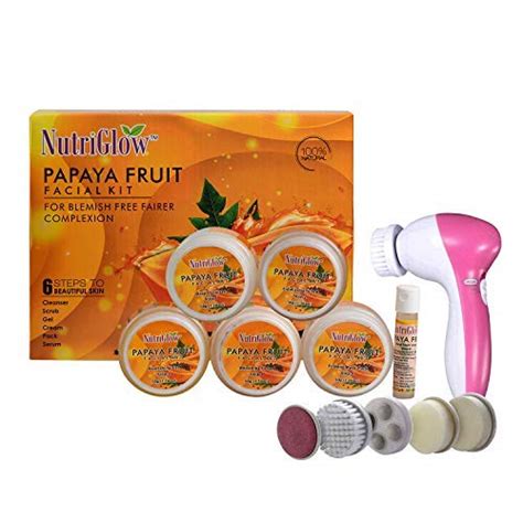 NutriGlow Papaya Facial Kit For Blemish Free and Fairer Skin Hydrated ...