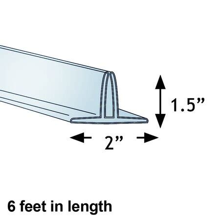 Azar Displays 72"L x 2"W x 1.5"H T-Strip Sign Holder, PK5 600056-CLR | Zoro