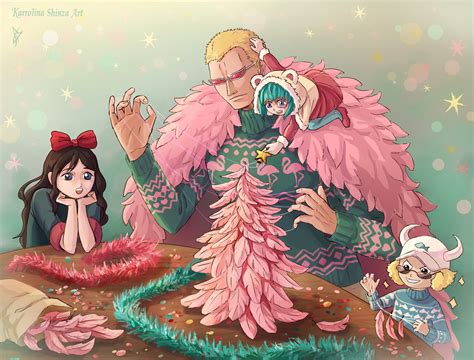 donquixote doflamingo, baby 5, sugar, and dellinger (one piece) drawn ...
