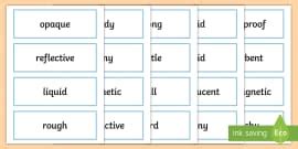 Material World Word Wall Display Cards (teacher made)