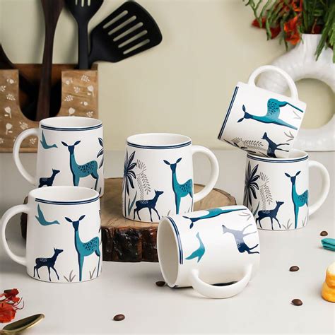 Buy The Earth Store Stag Blue Coffee Mug Set of 6 to Gift to Best ...