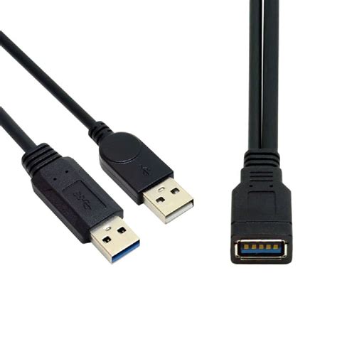 cablecc Black USB 3.0 Female to Dual USB Male Extra Power Data Y ...