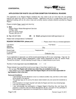 Fillable Online Application for Waste Collection Exemption for Medical ...