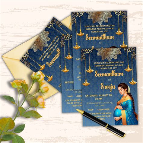 Buy Sreemantham Invite for Your Indian Baby Shower, Valaikappu or Godh ...