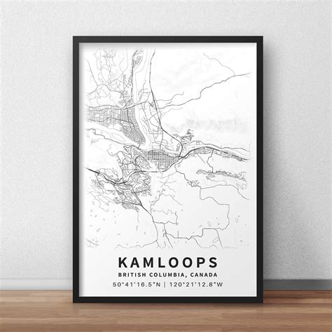 Printable Map of Kamloops British Columbia Canada with | Etsy