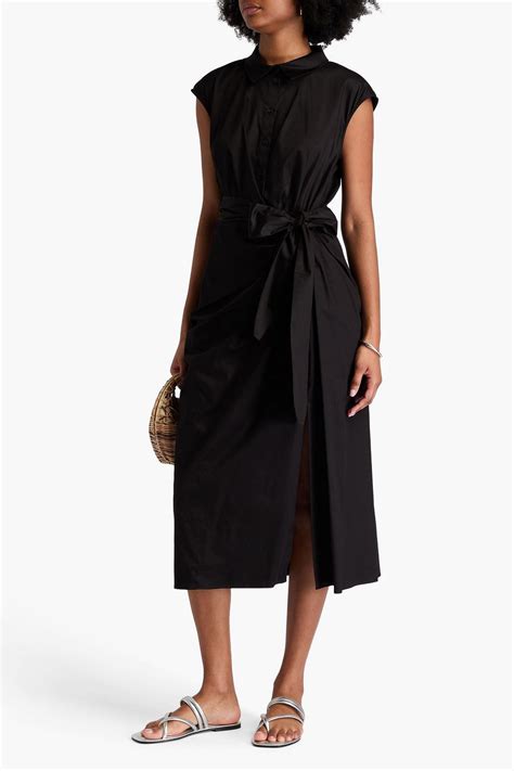 CAROLINA HERRERA Draped cotton-blend poplin midi shirt dress | THE OUTNET