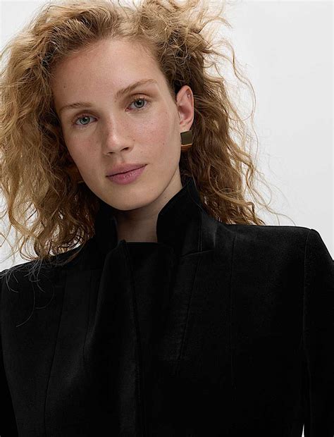 Buy Cotton Rich Velvet Waisted Tailored Blazer at Marks & Spencer