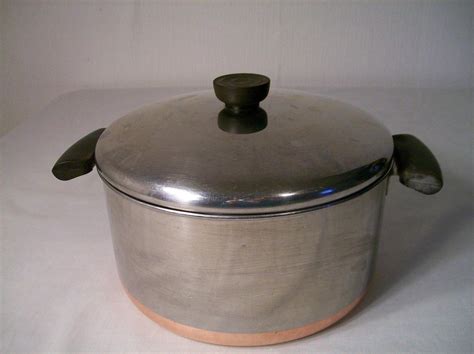 REVERE WARE 5 QT COPPER BOTTOM SS STOCK POT PAN DUTCH OVEN W LID PATENT ...