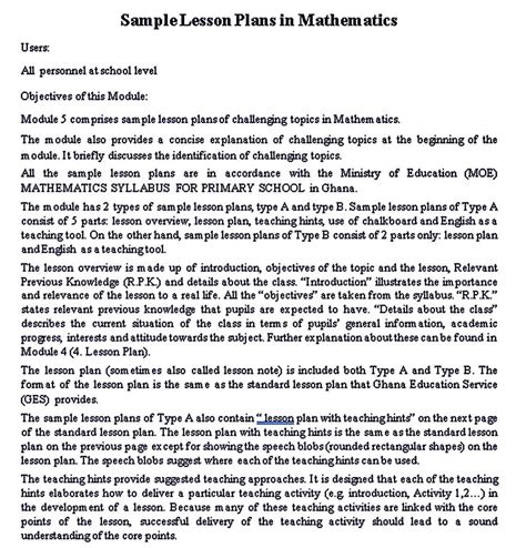 Image result for Maths Lesson Plan