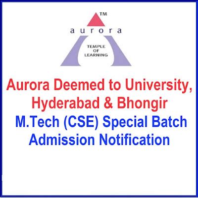 Aurora Deemed to University, Hyderabad & Bhongir M.Tech (CSE) Special ...