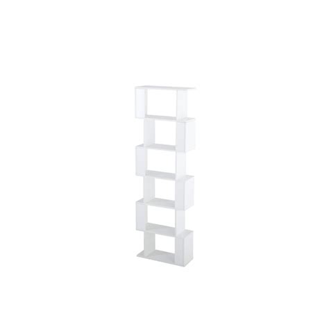 Mondawe S-Shaped Book Cases White Particleboard 6-Shelf Bookcase (9.4 ...