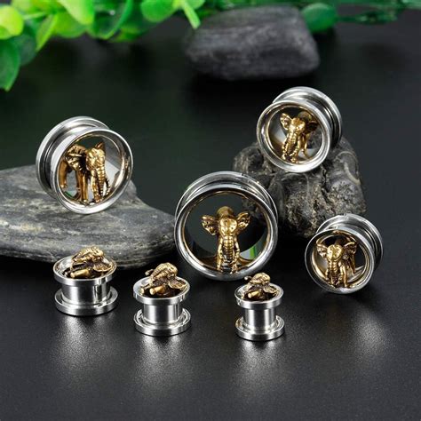 Buy COOEAR Ear Gauges Cool Plugs and Tunnels Elephant Logo Stretchers ...