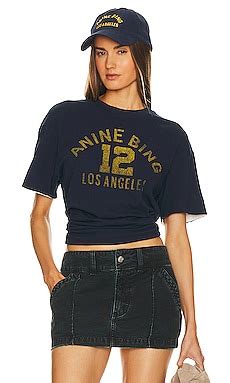 ANINE BING Toni Reversible Tee in Washed Navy & Off White | REVOLVE