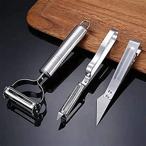 Buy Homevilla Vegetable Cutter/Peeler Set of 3 Pcs Kitchen Stainless ...