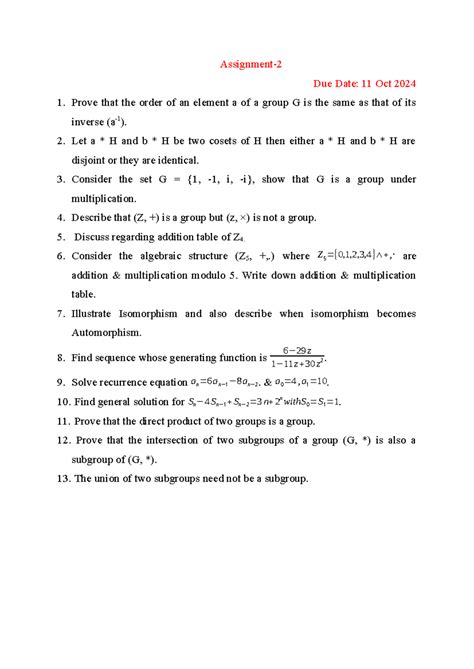Assignment [Unit-2] - MOST IMP QUSTN for unit _2 recurrence relation nd ...