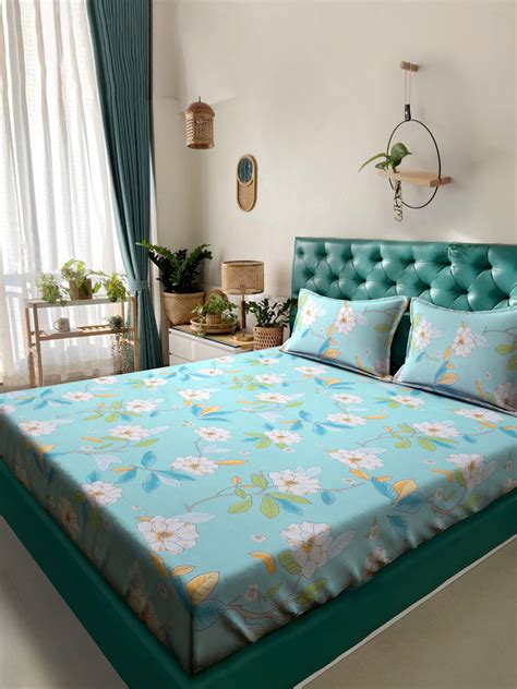Luxury King Size Elastic Fitted Bed Sheet with 2 Pillow Covers by Klot ...