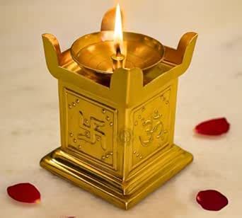 Buy DSH Brass Diya for Puja Pure Tulsi Deepak Oil Lamp for Diwali ...