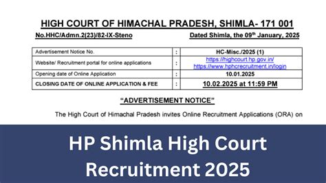 HP Shimla High Court Recruitment 2025 Notification Out for Personal ...