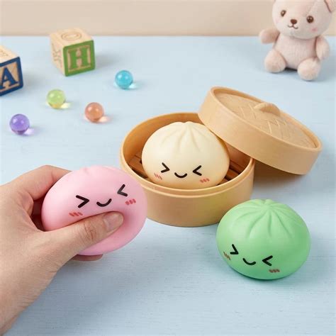 Buy Needoh Squishy Dumpling With Steamer Box, Kawaii Fidget Toy for ...