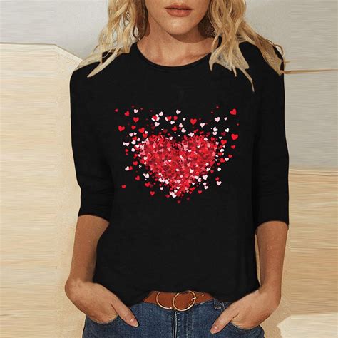 CFLVAEK Valentine's Day Tshirts for Women Cute Heart Graphic Tees Plus ...