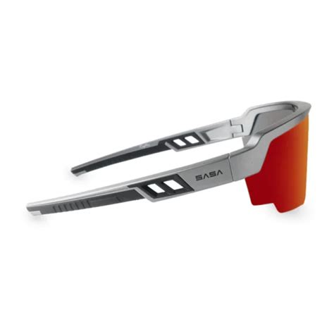 SASA Raptor Matte Silver/Black Frame Red Revo Lens Sports Sunglasses
