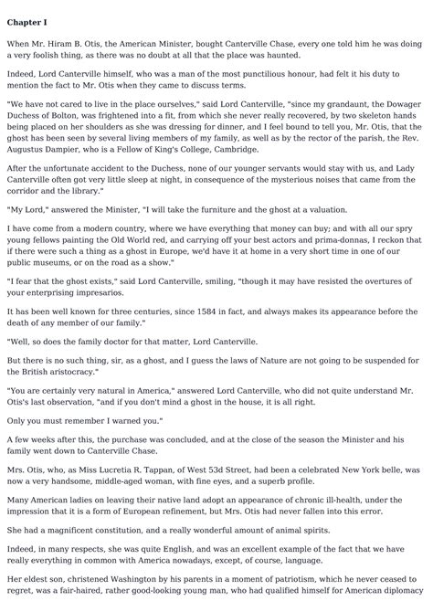 THE Canterville Ghost+ - Chapter I When Mr. Hiram B. Otis, the American ...