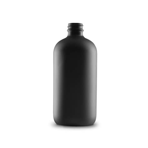 16 oz Black Frosted Glass Boston Round Bottle 28-400 Neck Finish – The ...