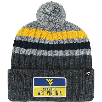 Men's '47 Charcoal West Virginia Mountaineers Stack Striped Cuffed Knit ...