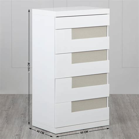 Buy Alps Chest of 5 Drawers - White from Home Centre at just INR 38332.0