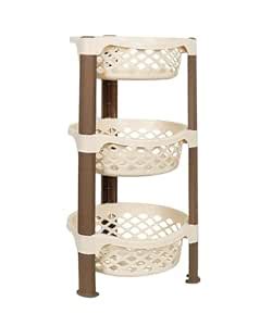 Cosmo Plastoware Plastic 3 Layer Round Multi-Purpose Vegetable Stand ...