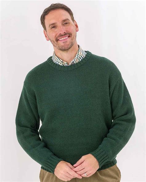 Green Shetland Wool Jumper – Mens Easy Layering & Easy Care