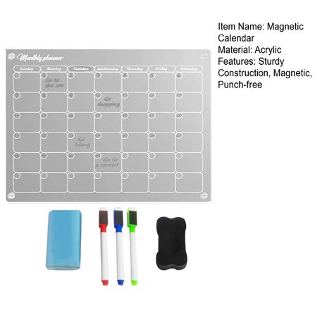 1 Set Magnetic Calendar Punch-free Reminder Magnetic Dry Erase Board ...