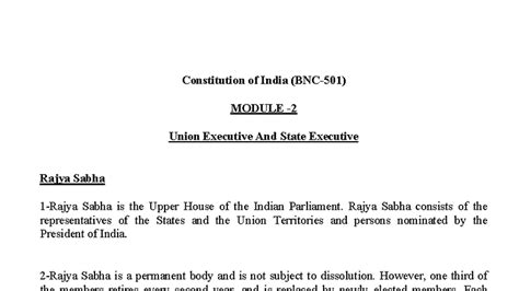 Constitution of India: Union & State Executive Overview (COI - Unit 2 ...