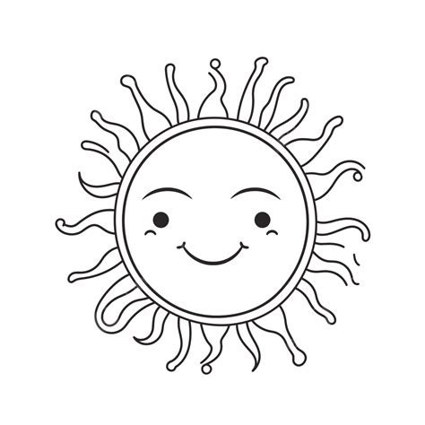 Sun On A White Background Coloring Page Outline Sketch Drawing Vector ...