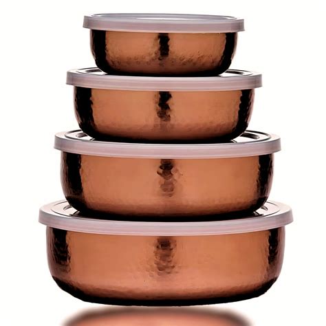 LA' FORTE Hammered Copper Stainless Steel Container Set | Leak-Proof ...