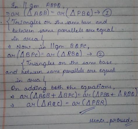 In the figure , API BQ CR, prove that ar(AQC)=ar(PBR) - Brainly.in