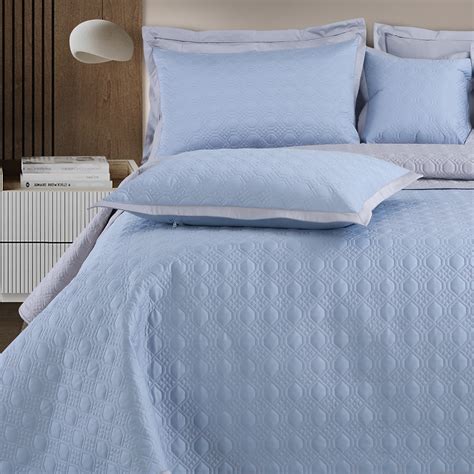 Luxe Reversible Bedspread Set - Pigeon Blue & Silver Grey – Mason Home ...