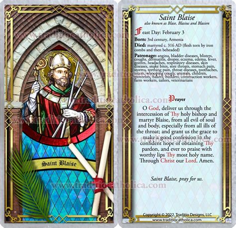 Saint Blaise Prayer Card