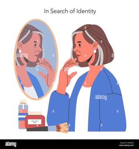 Women Midlife Crisis concept. An illustration showing a contemplative ...