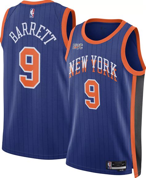 Nike Men's 2023-24 City Edition New York Knicks Rj Barrett #9 Blue ...