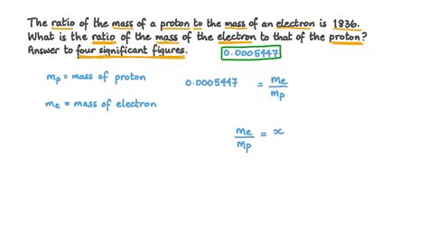 Question Video: Comparing the Mass of an Electron to the Mass of a Proton | Nagwa