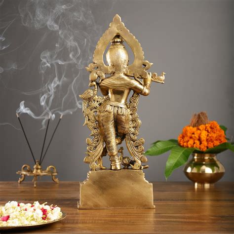 Buy Brass Handcrafted Fine Quality Krishna Playing the Flute with ...