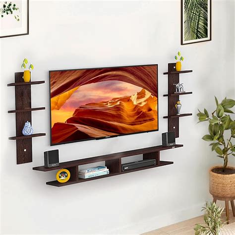 Heart Home ‎Wooden Wall Mounted Modular TV Unit for Living Room with ...